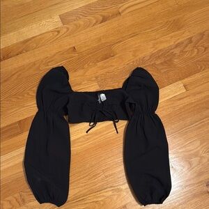 H&M Divided Black Puff Sleeve Crop Top size XS
